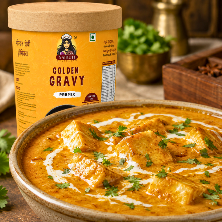 Golden Gravy Mix Curry prepared with Nairuti Golden Gravy Premix