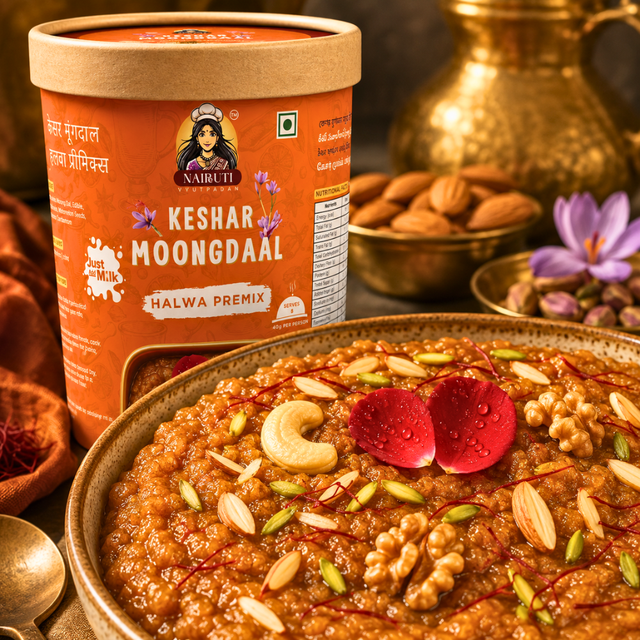 Keshar Moong Dal Halwa recipe by Nairuti Vyutpadan