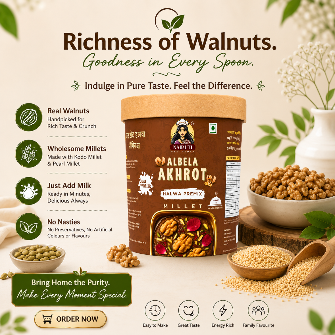 Akhrot Millet Halwa Premix | Instant Walnut Dessert Mix | Serves 8