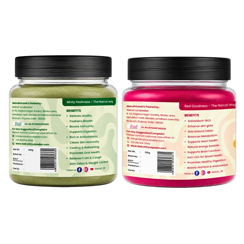 Complete Wellness Combo | Lakadong Turmeric, Beetroot, Curry Leaf & Mint Powders | 250g+200g+200g+200g
