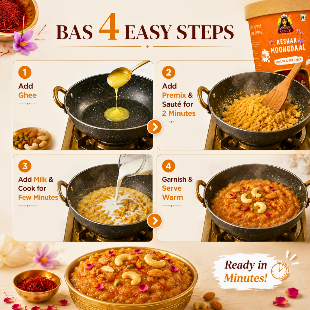 Kesar Moong Dal Halwa Premix | Instant Moong Dal Dessert Mix | Serves 8