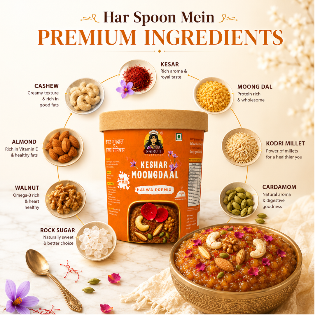 Kesar Moong Dal Halwa Premix | Instant Moong Dal Dessert Mix | Serves 8