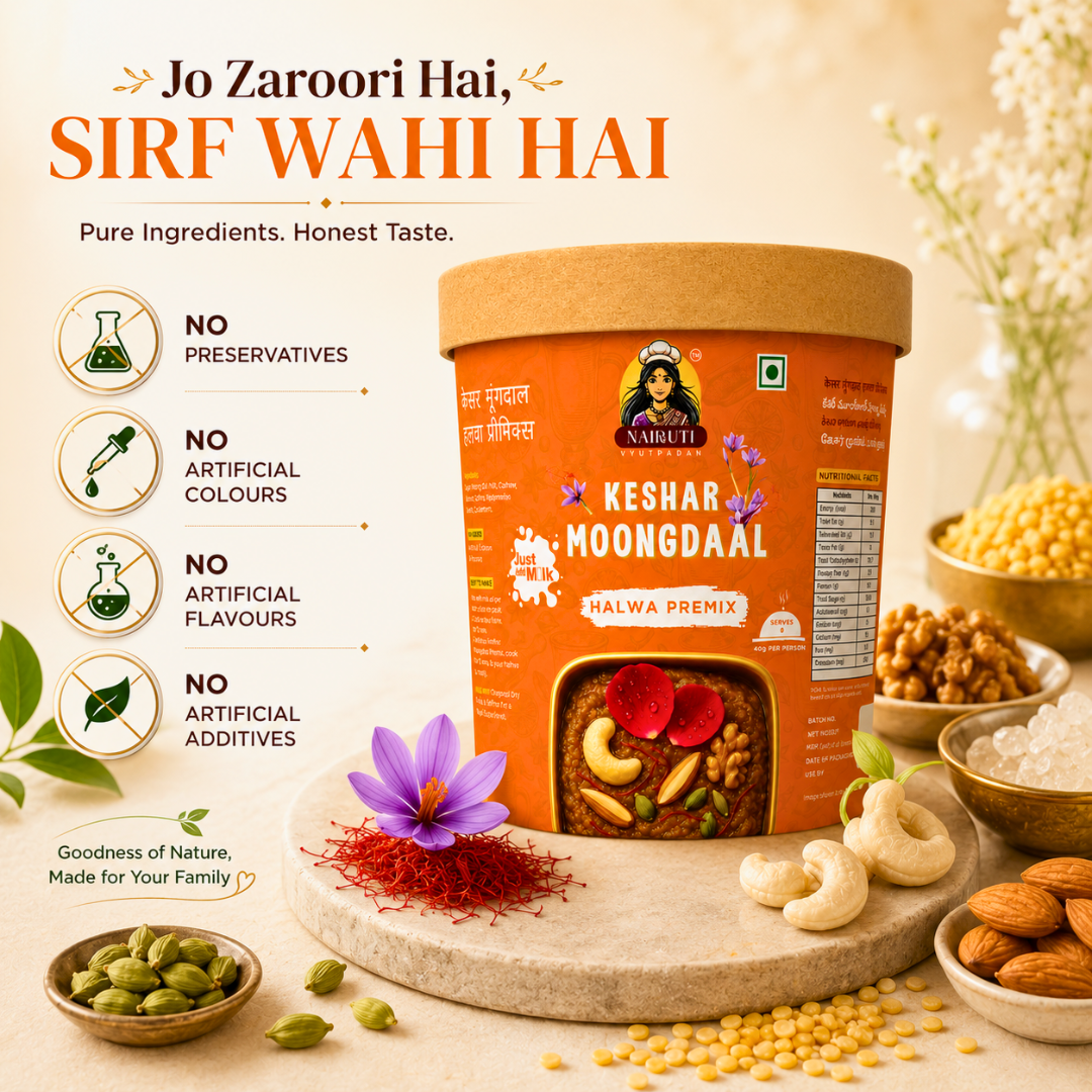 Kesar Moong Dal Halwa Premix | Instant Moong Dal Dessert Mix | Serves 8