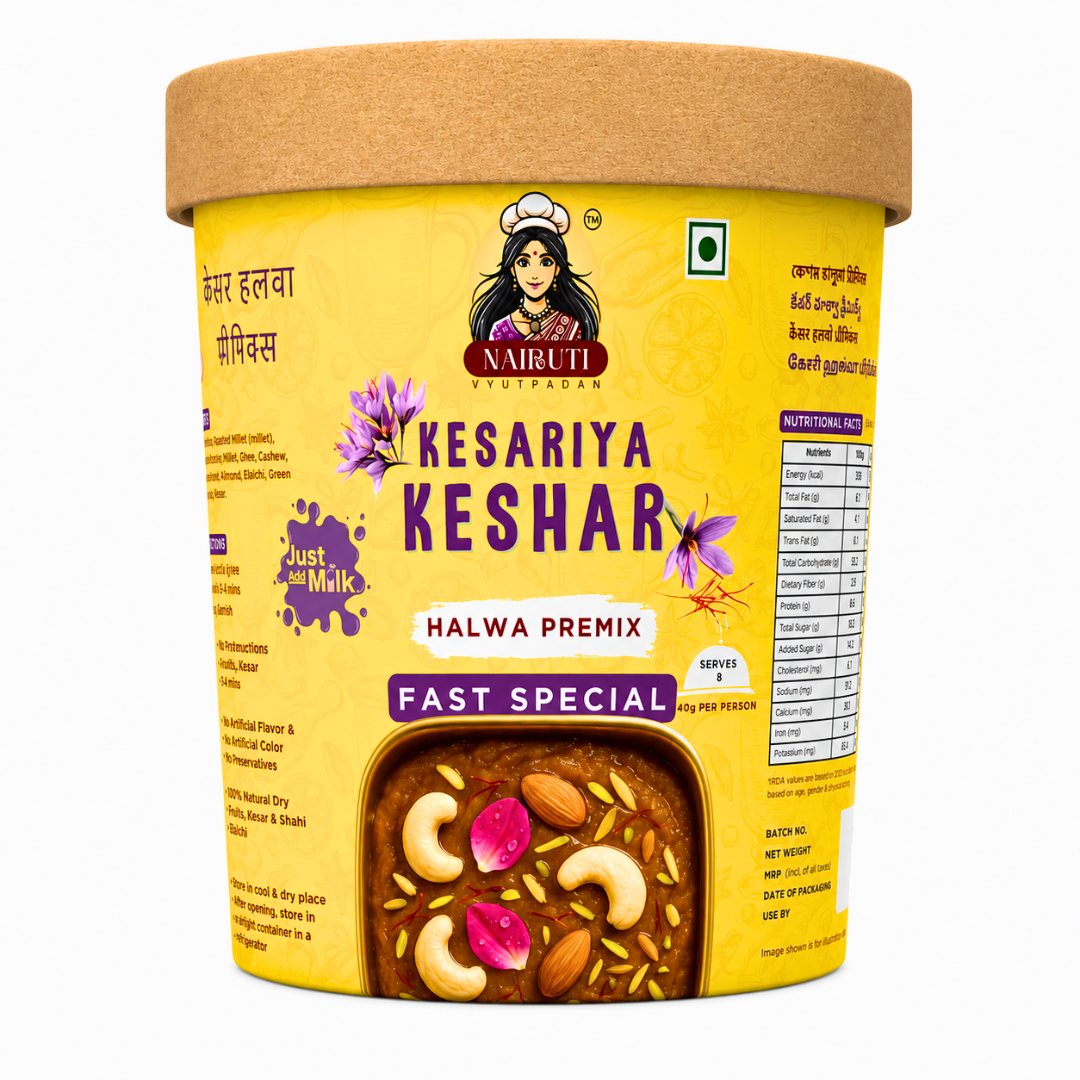 Farali Keshar Millet Halwa Premix | Instant Fast Special Saffron Dessert Mix | Serves 8
