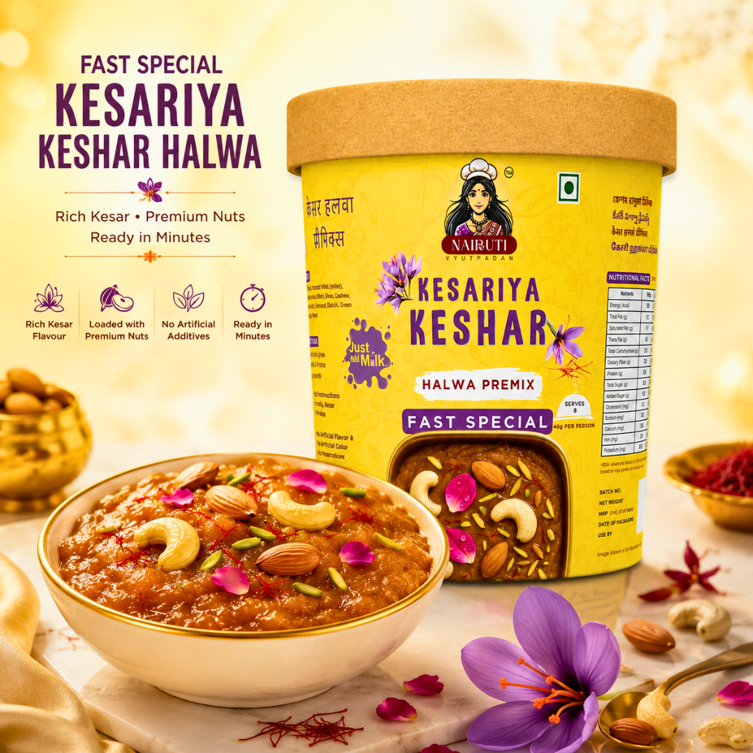 Farali Keshar Millet Halwa Premix | Instant Fast Special Saffron Dessert Mix | Serves 8