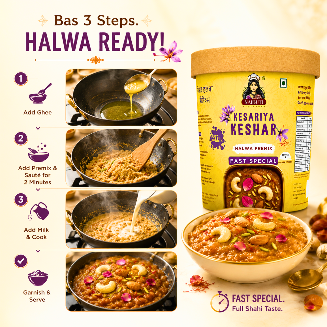 Farali Keshar Millet Halwa Premix | Instant Fast Special Saffron Dessert Mix | Serves 8
