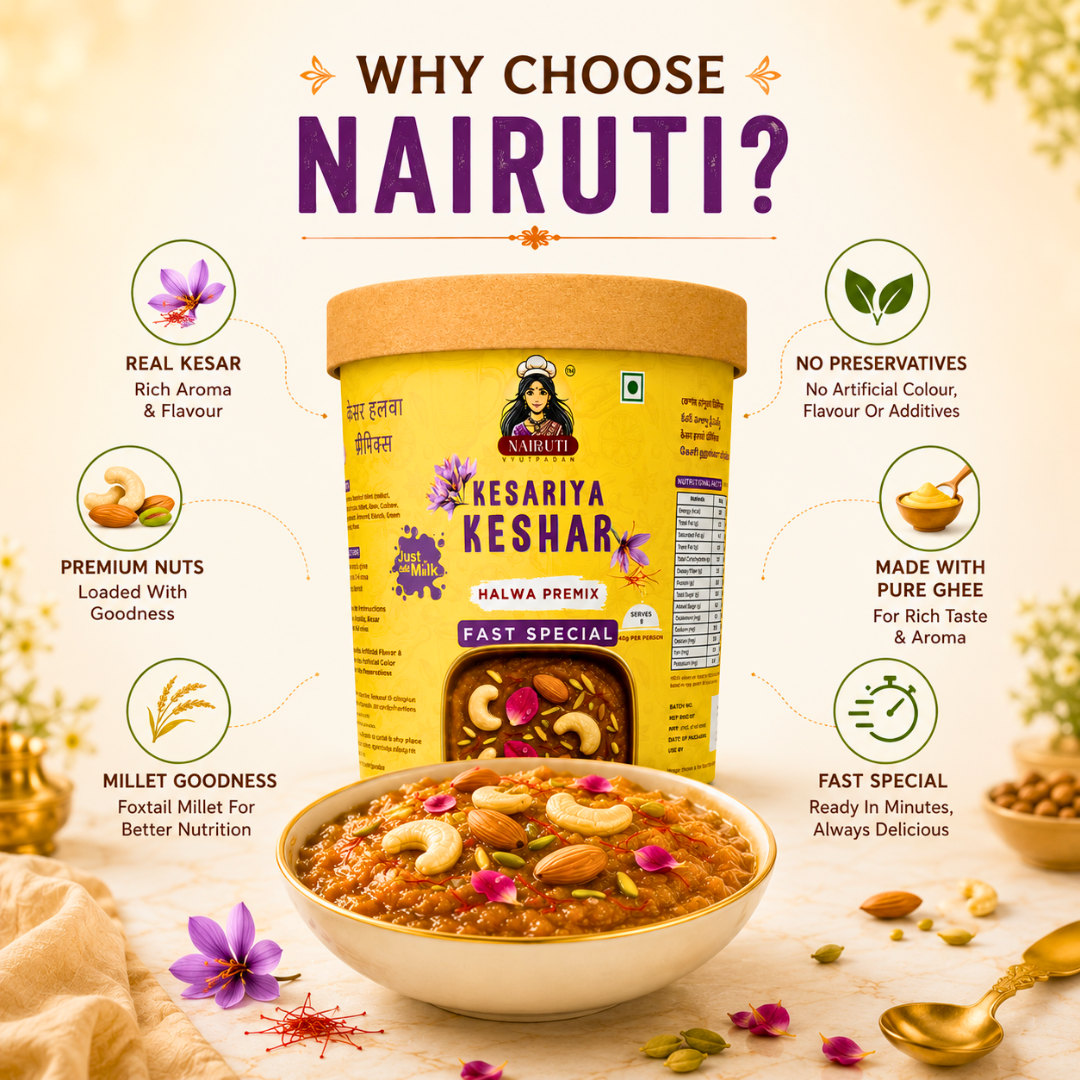 Farali Keshar Millet Halwa Premix | Instant Fast Special Saffron Dessert Mix | Serves 8