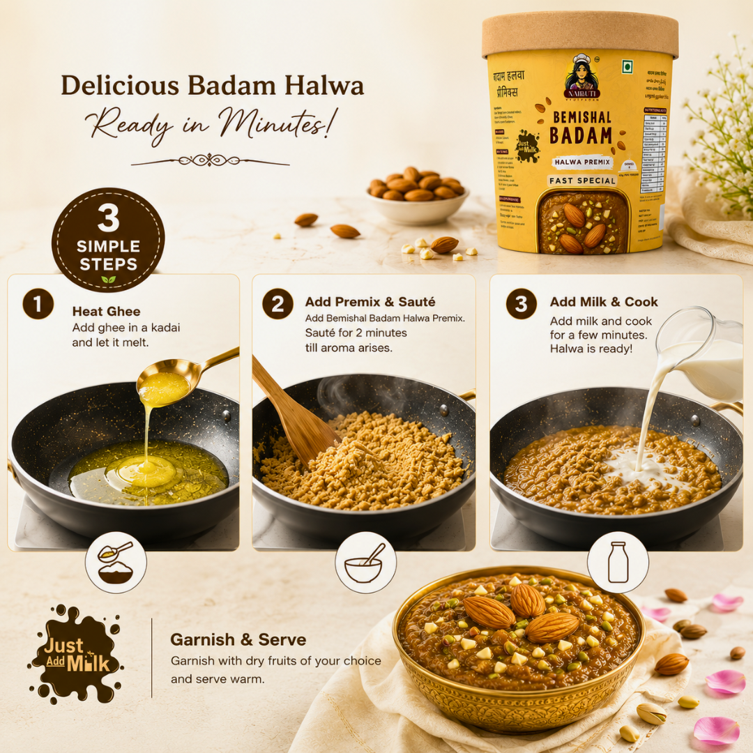 Farali Badam Millet Halwa Premix | Instant Fast Special Almond Dessert Mix | Serves 8
