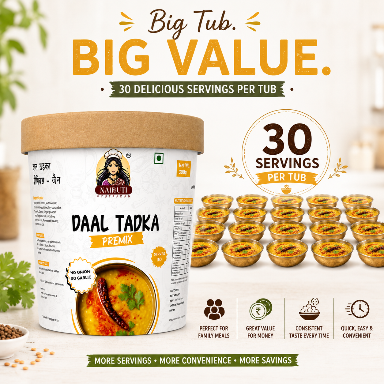 Jain Dal Tadka Premix | No Onion No Garlic Authentic Indian Flavor