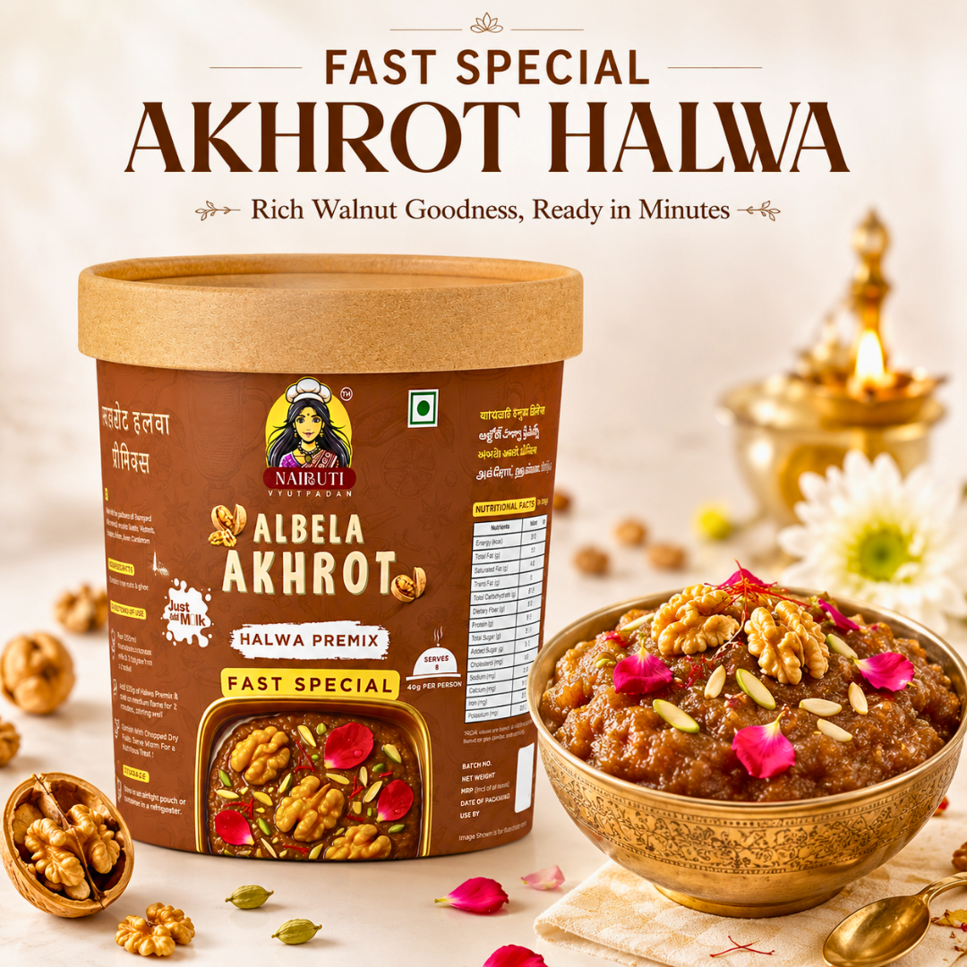 Farali Akhrot Millet Halwa Premix | Instant Fast Special Walnut Dessert Mix | Serves 8