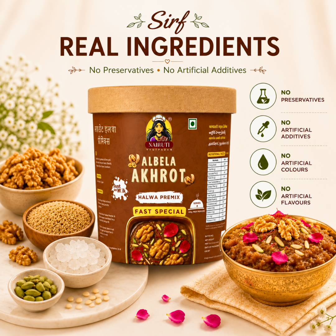 Farali Akhrot Millet Halwa Premix | Instant Fast Special Walnut Dessert Mix | Serves 8