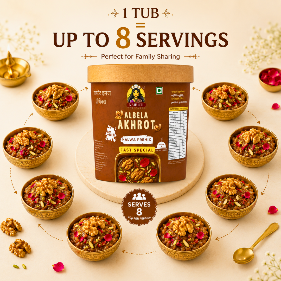 Farali Akhrot Millet Halwa Premix | Instant Fast Special Walnut Dessert Mix | Serves 8