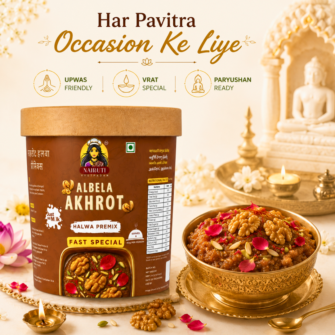 Farali Akhrot Millet Halwa Premix | Instant Fast Special Walnut Dessert Mix | Serves 8