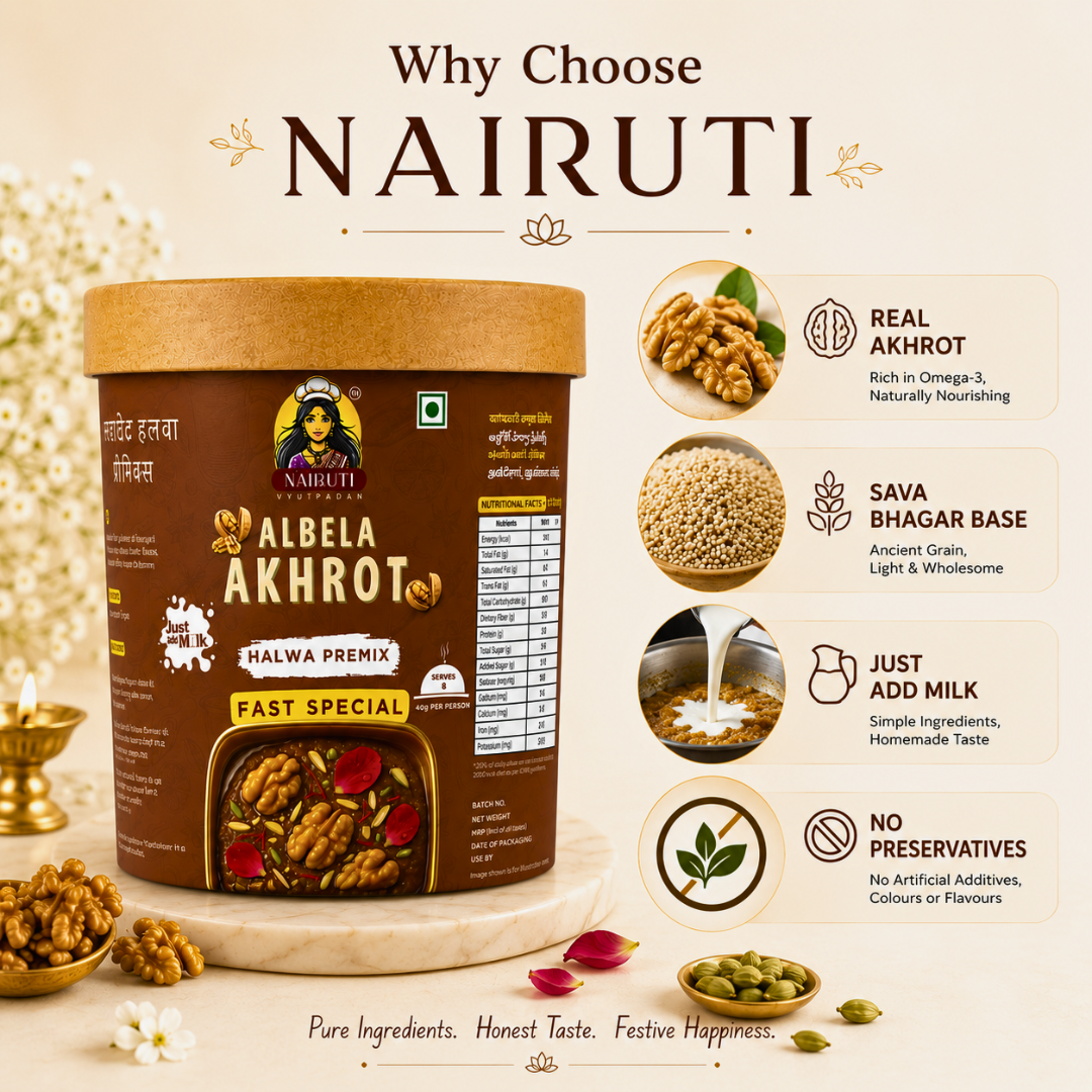 Farali Akhrot Millet Halwa Premix | Instant Fast Special Walnut Dessert Mix | Serves 8