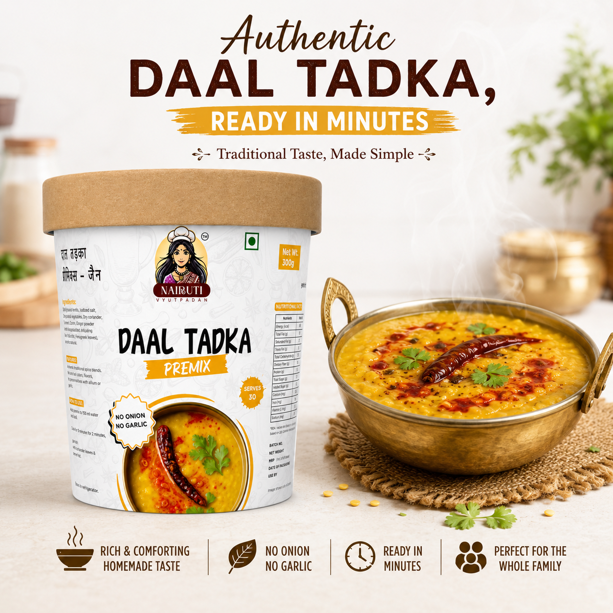 Jain Dal Tadka Premix | No Onion No Garlic Authentic Indian Flavor
