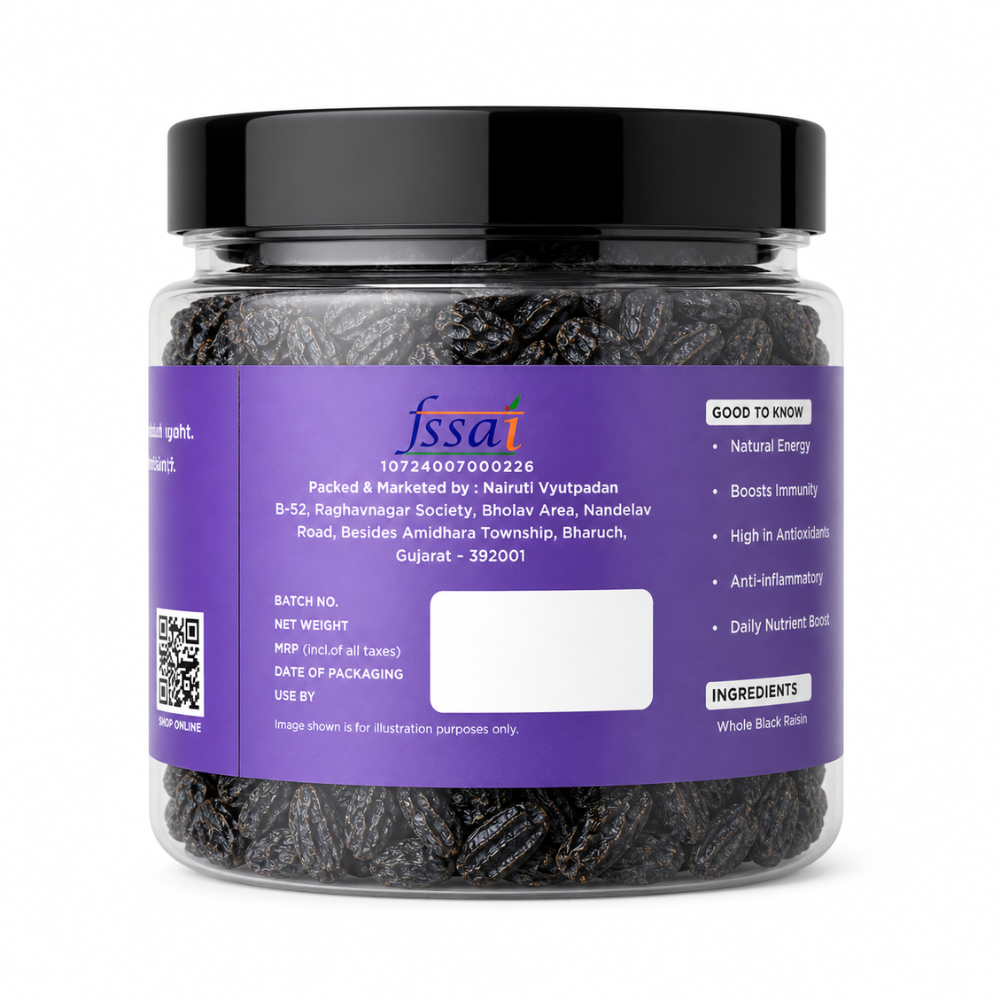 Premium Black Raisins 500g | Whole Kali Kishmish