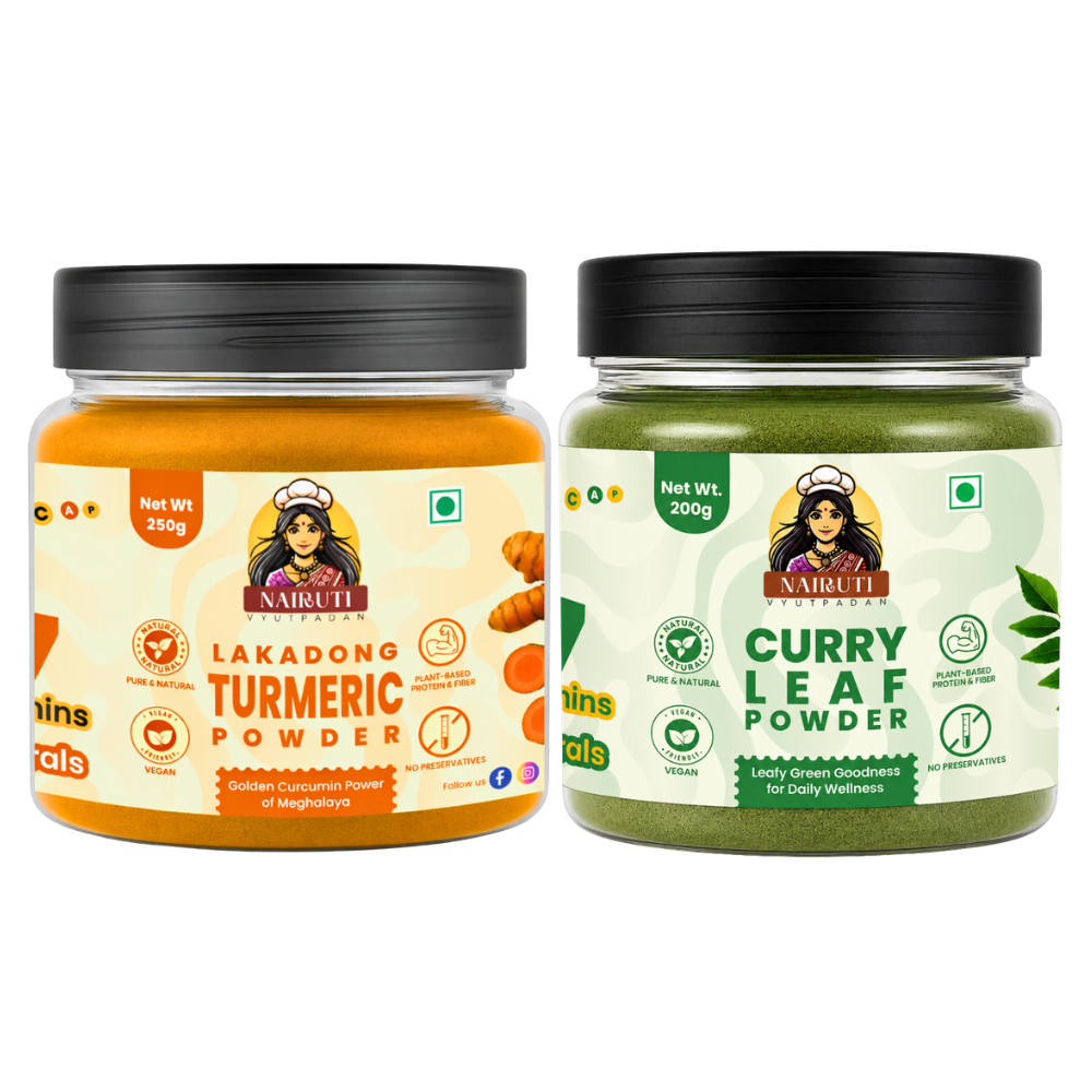 Golden Wellness Combo | Lakadong Turmeric Powder 250g & Curry Leaf Powder 200g