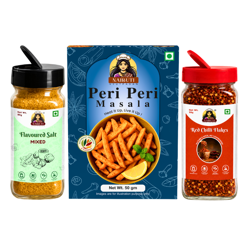 Pizza Night Combo | Mixed Flavour Salt, Peri Peri Masala & Red Chilli Flakes Sprinkle | 80g+50g+30g