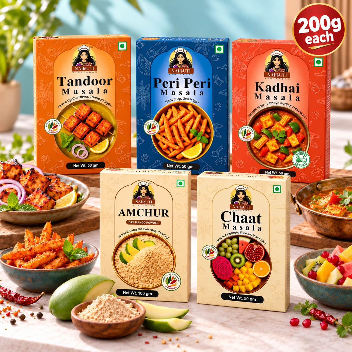 Nairuti Tandoori & Fusion Family Box: 5 masalas, 200g each