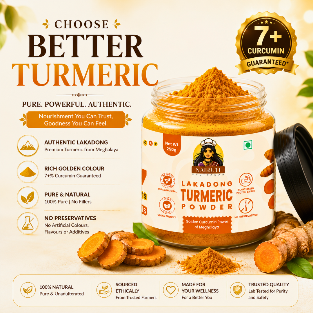 Lakadong Turmeric Powder | 7%+ Curcumin | Pure Natural Haldi Powder