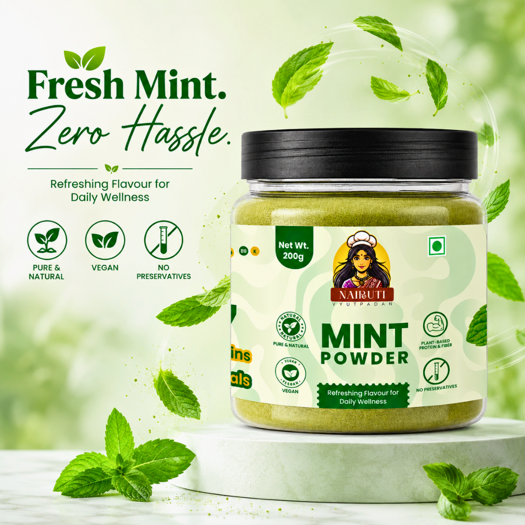 Mint Powder | Pure Dried Pudina Powder for Cooking, Drinks & Chutneys