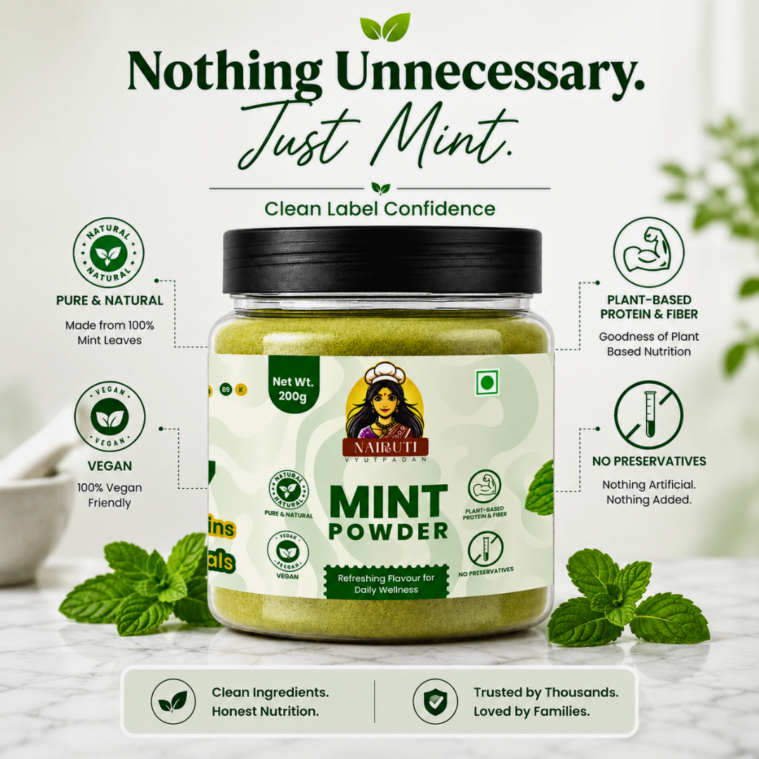 Mint Powder | Pure Dried Pudina Powder for Cooking, Drinks & Chutneys