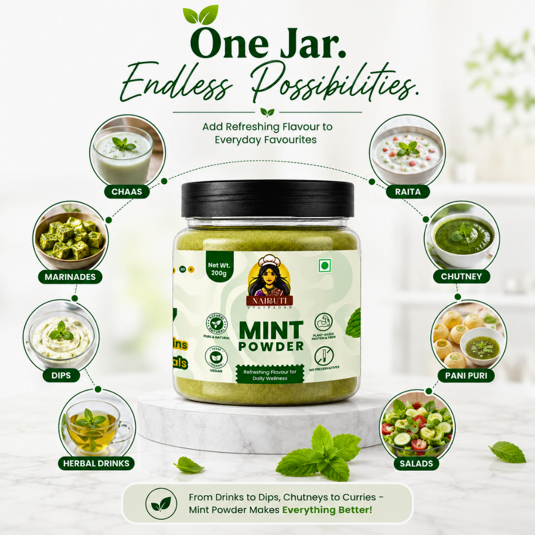 Mint Powder | Pure Dried Pudina Powder for Cooking, Drinks & Chutneys
