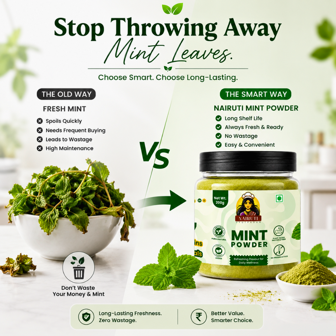 Mint Powder | Pure Dried Pudina Powder for Cooking, Drinks & Chutneys