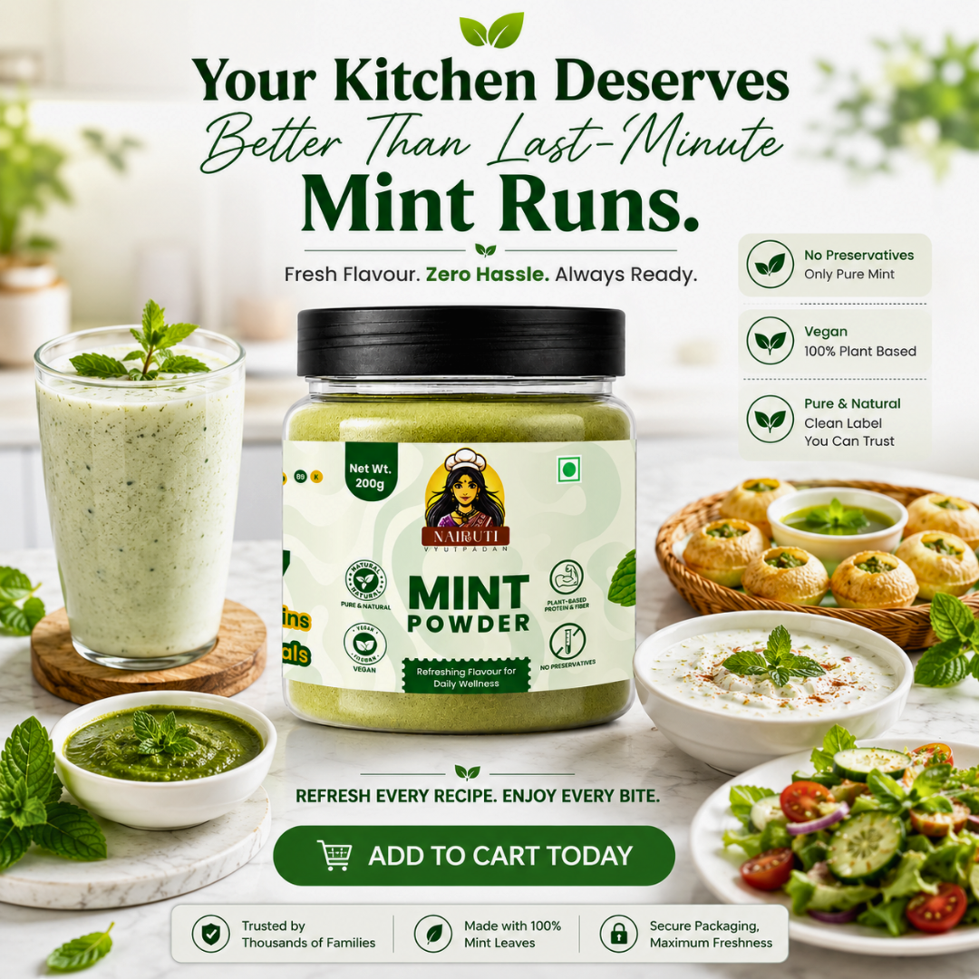 Mint Powder | Pure Dried Pudina Powder for Cooking, Drinks & Chutneys