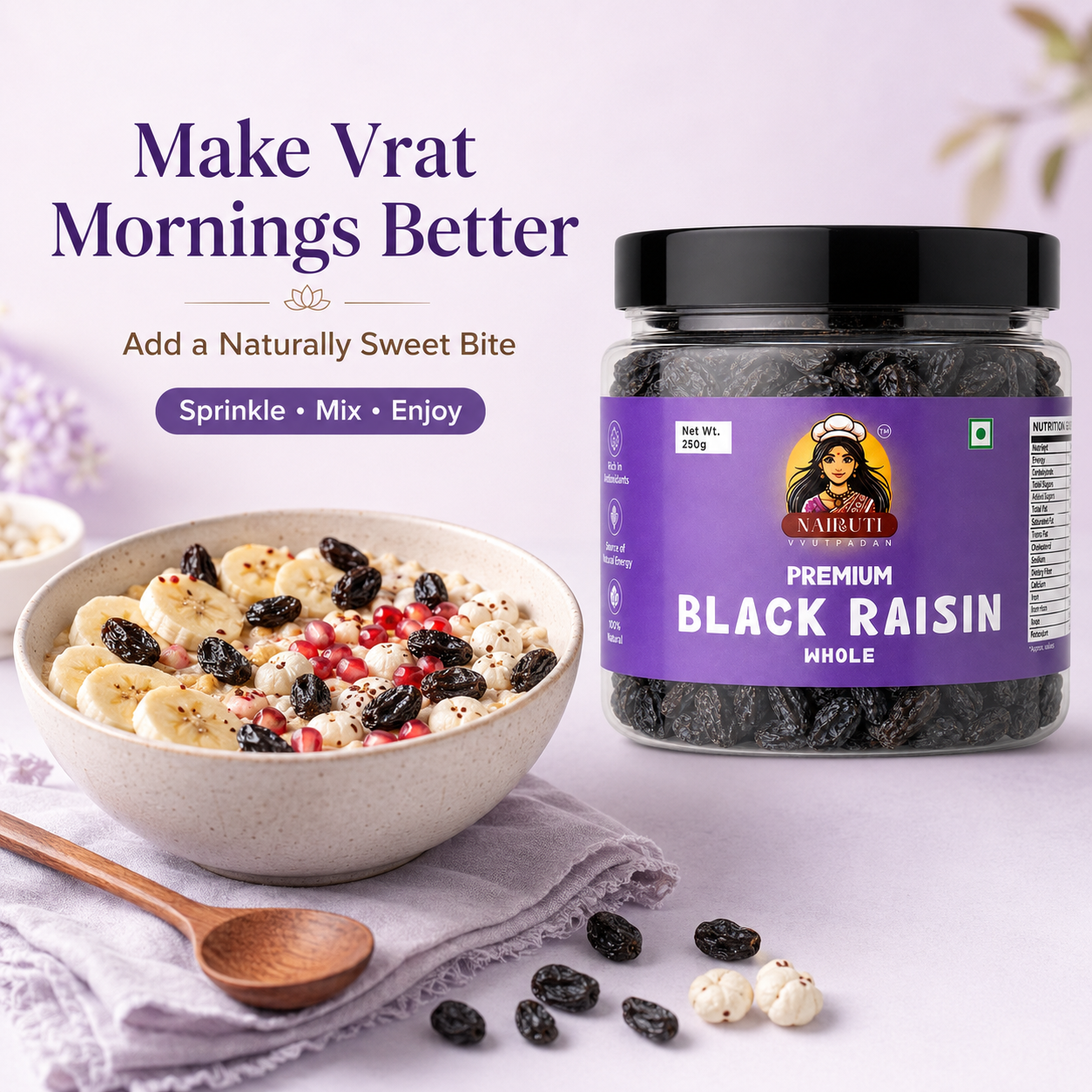 Premium Black Raisins 500g | Whole Kali Kishmish