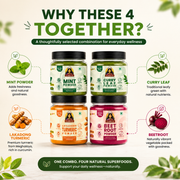 Complete Wellness Combo | Lakadong Turmeric, Beetroot, Curry Leaf & Mint Powders | 250g+200g+200g+200g
