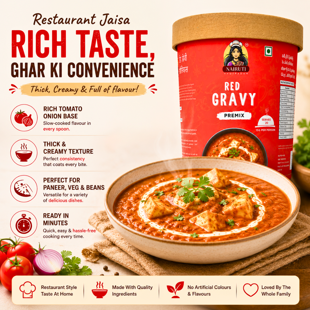 Red: Restaurant Style Red Gravy Premix | Made for Paneer, Veg & Curry Recipes | Red Gravy Premix