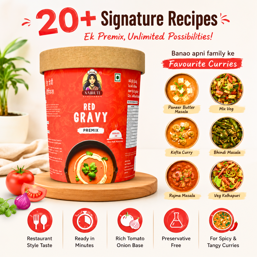 Red: Restaurant Style Red Gravy Premix | Made for Paneer, Veg & Curry Recipes | Red Gravy Premix