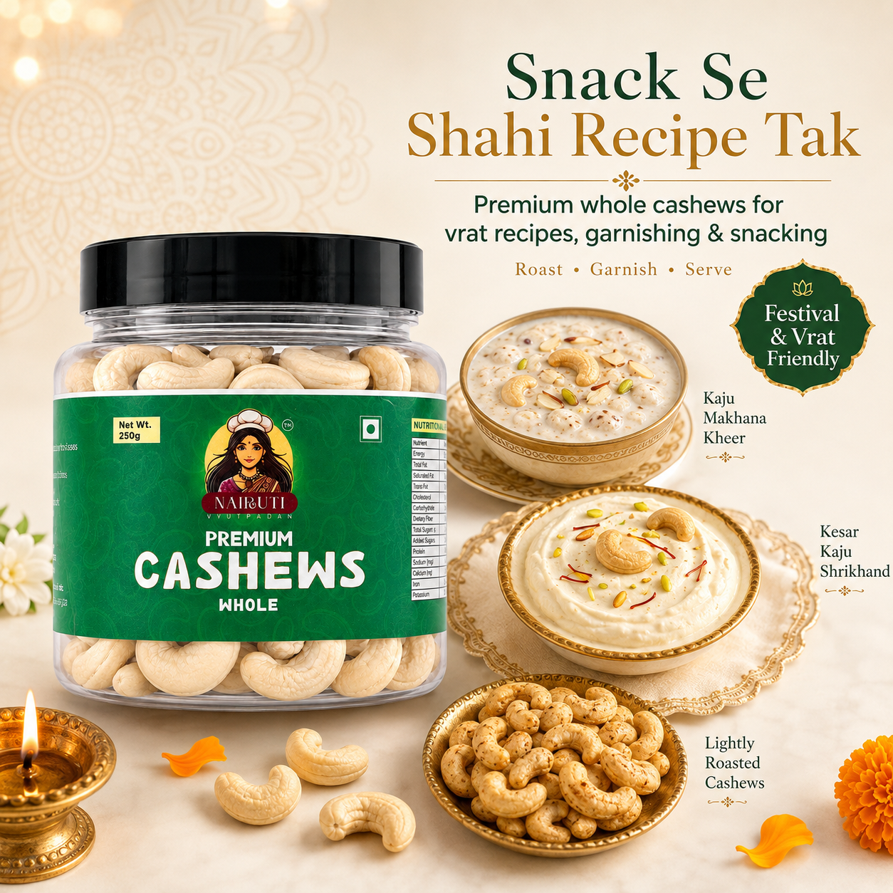Jumbo Cashew W240 Nuts 500g | Premium Whole Kaju