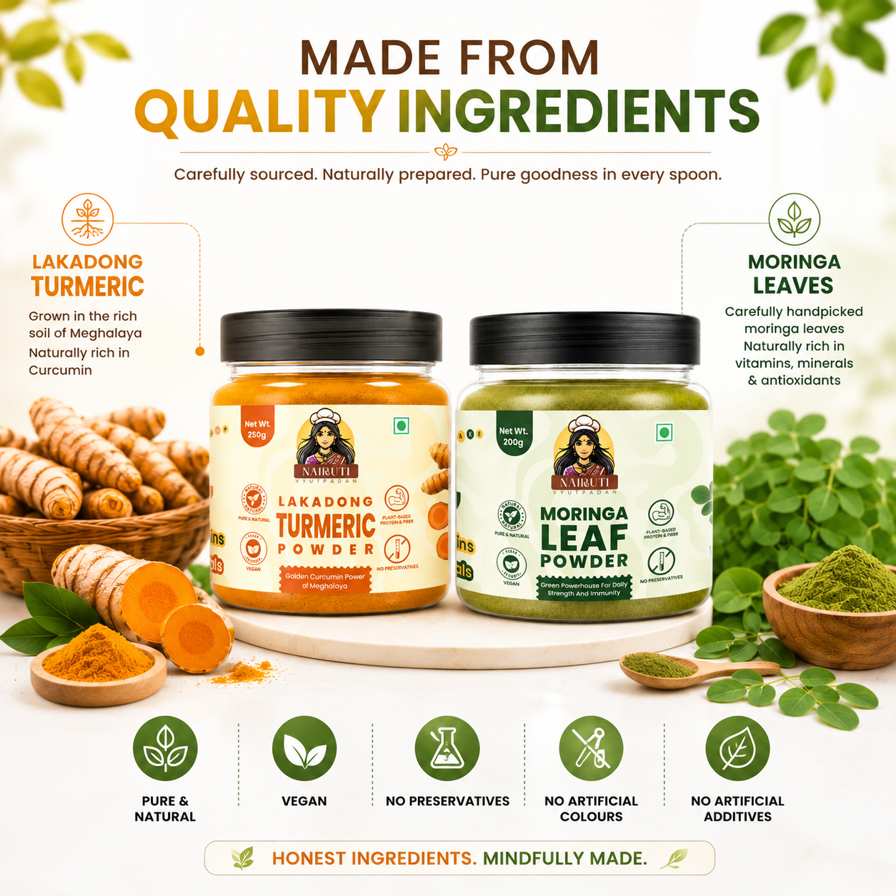 Golden Wellness Combo | Lakadong Turmeric Powder 250g & Curry Leaf Powder 200g