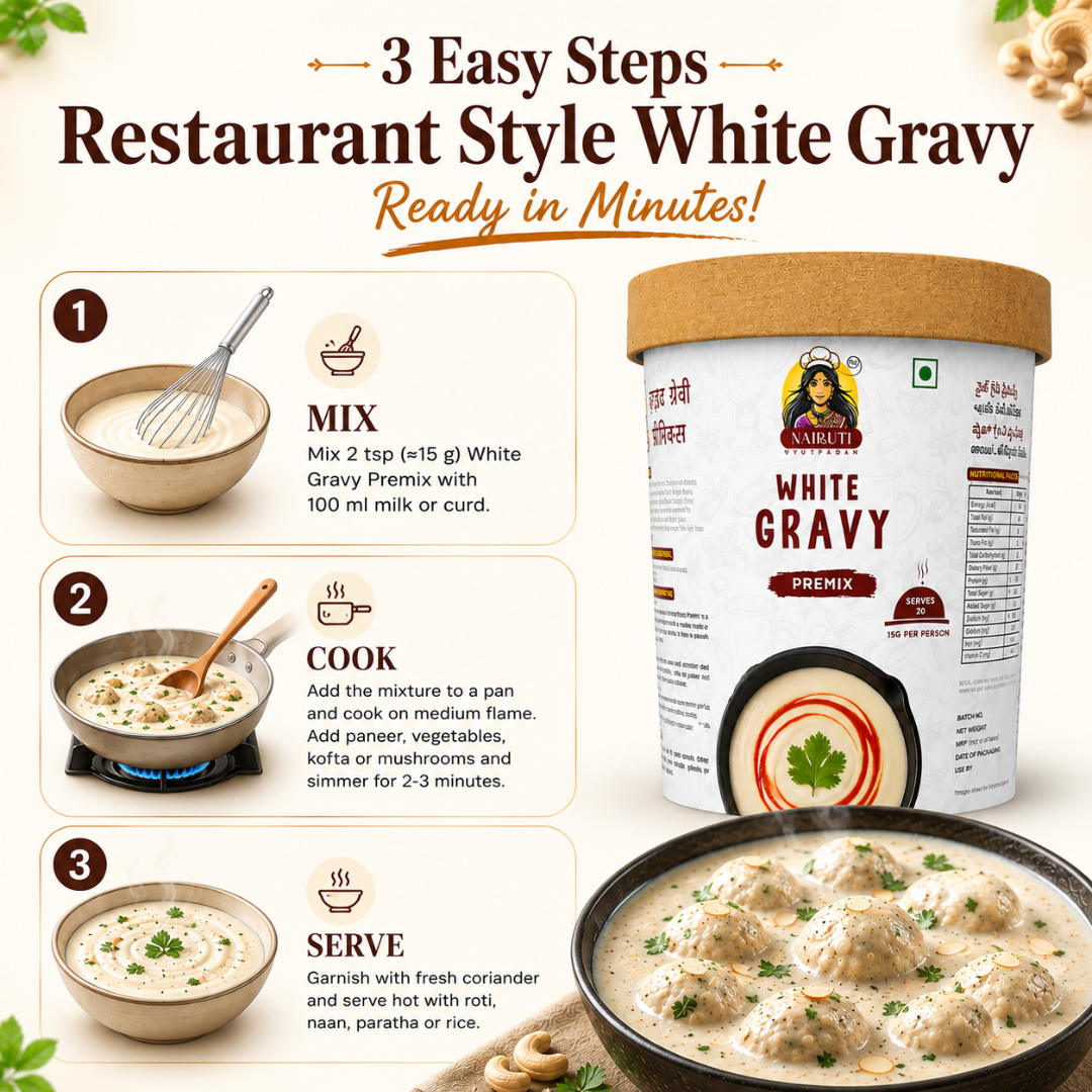 White: Creamy White Gravy Premix | Made for Paneer, Korma & Veg Curry Recipes