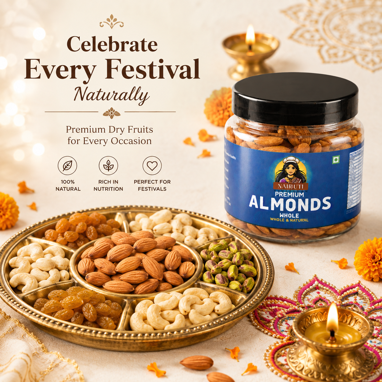 Premium Almonds 500g | Whole Crunchy Badam