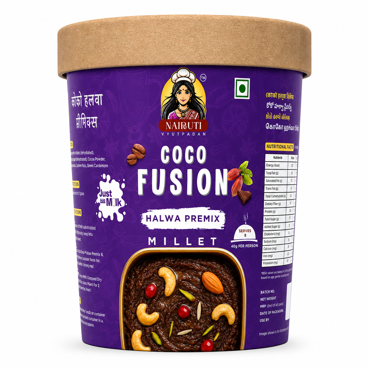 Coco Millet Halwa Premix | Instant Chocolate Dessert Mix | Serves 8