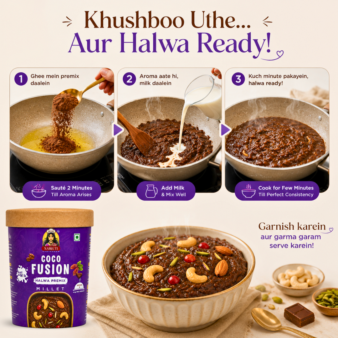 Coco Millet Halwa Premix | Instant Chocolate Dessert Mix | Serves 8