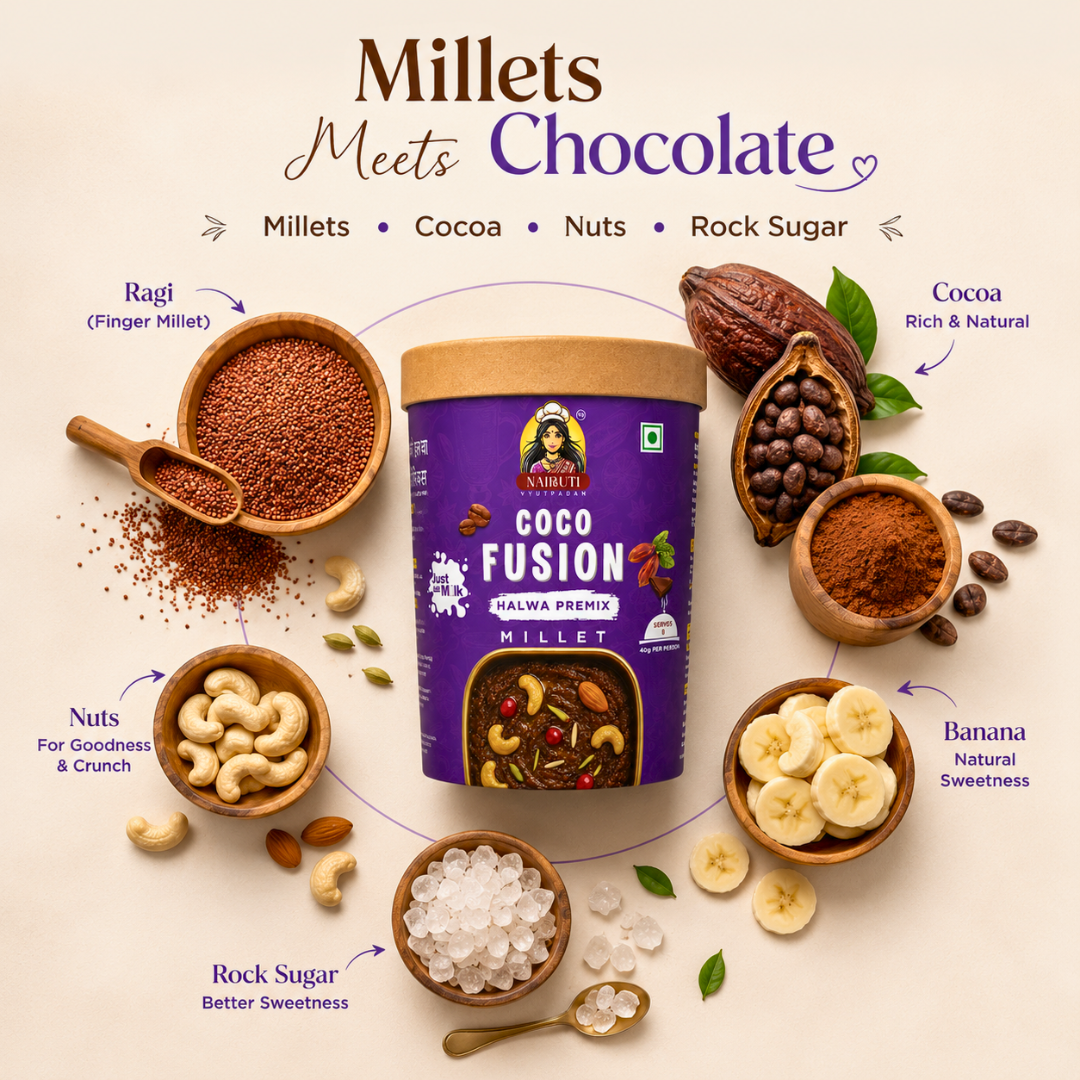 Coco Millet Halwa Premix | Instant Chocolate Dessert Mix | Serves 8
