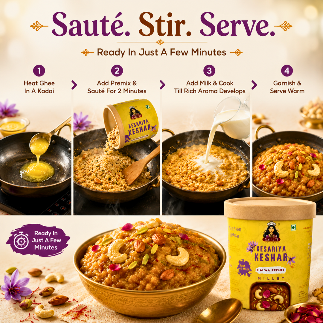 Keshar Millet Halwa Premix | Instant Saffron Dessert Mix | Serves 8