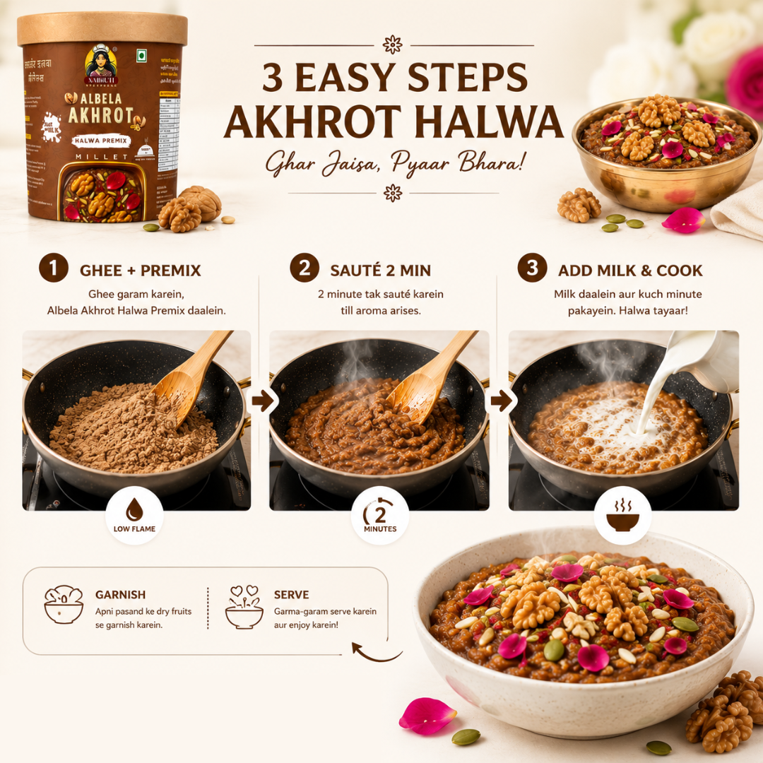 Akhrot Millet Halwa Premix | Instant Walnut Dessert Mix | Serves 8