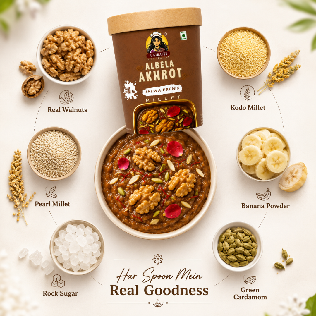 Akhrot Millet Halwa Premix | Instant Walnut Dessert Mix | Serves 8