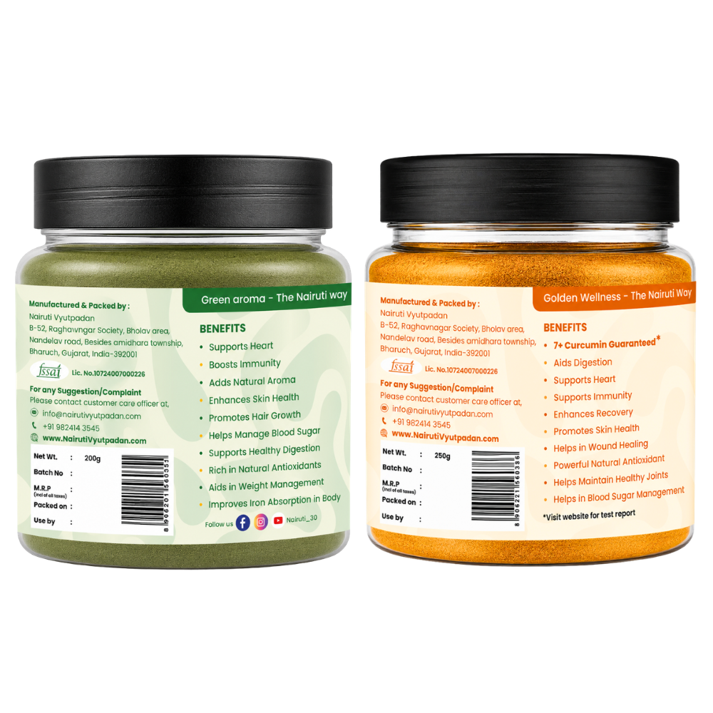 Complete Wellness Combo | Lakadong Turmeric, Beetroot, Curry Leaf & Mint Powders | 250g+200g+200g+200g