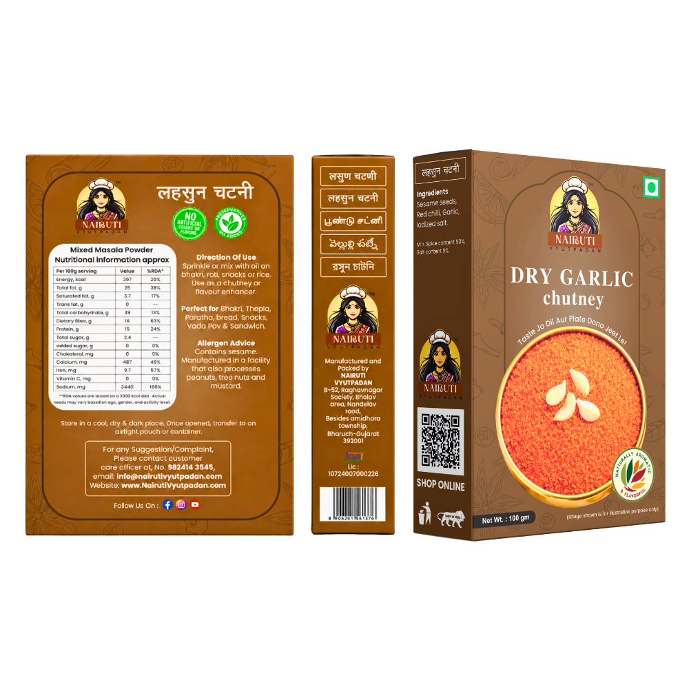 Tadka Combo | 10+ Servings | Daal Tadka Premix, Dry Garlic Chutney & Hing Sprinkler | 150g+100g+80g