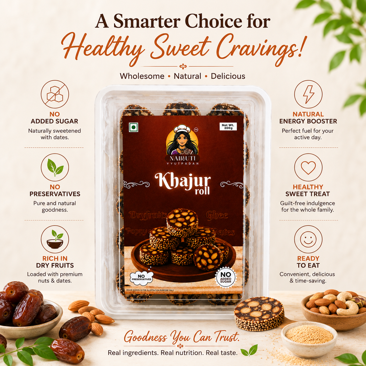 Khajur Roll | Premium Date & Dry Fruit Sweet | No Refined Sugar
