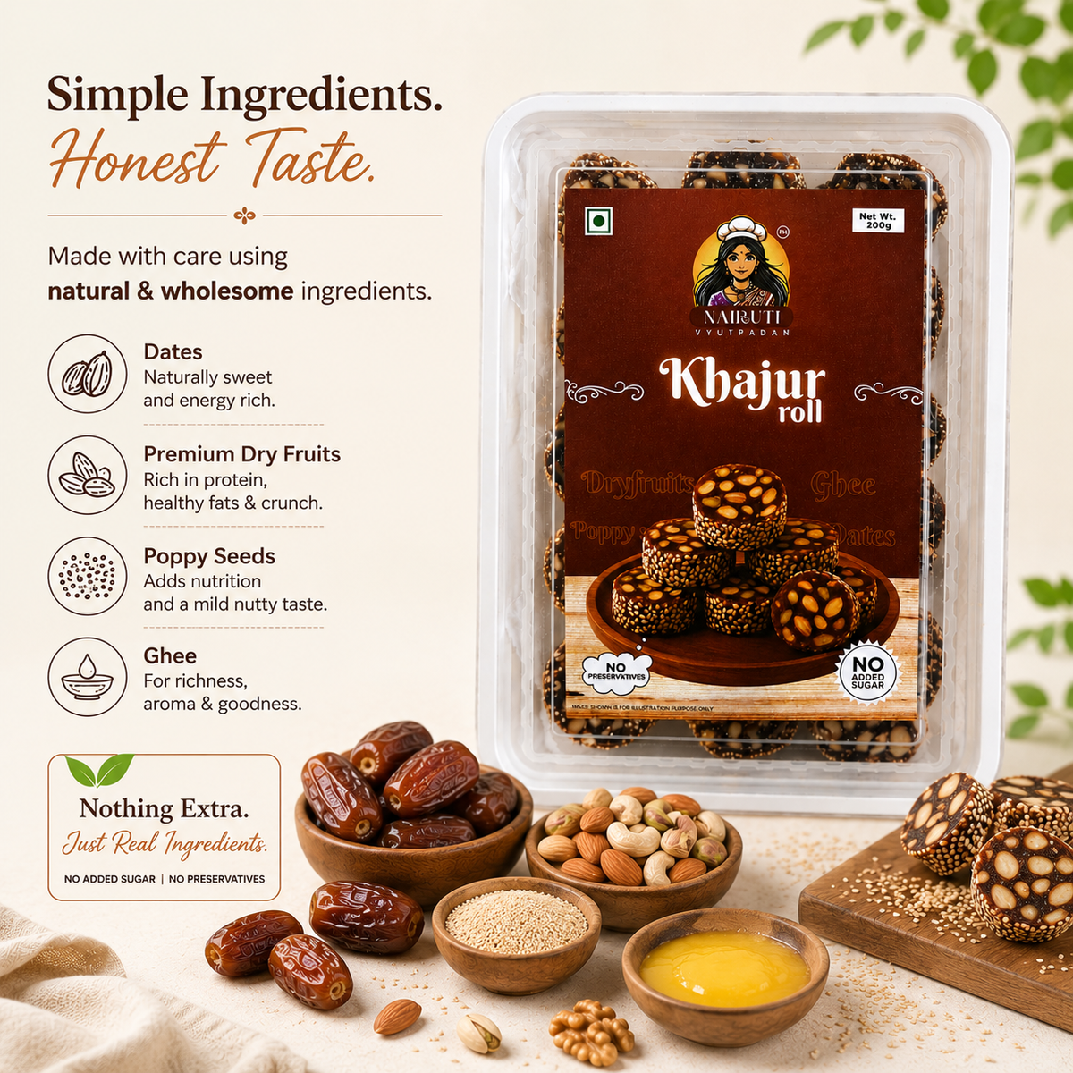 Khajur Roll | Premium Date & Dry Fruit Sweet | No Refined Sugar