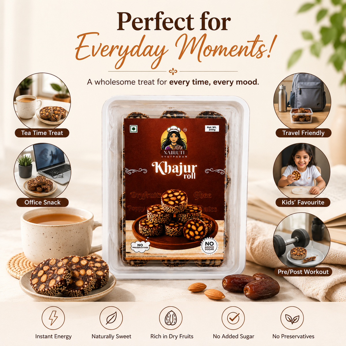 Khajur Roll | Premium Date & Dry Fruit Sweet | No Refined Sugar