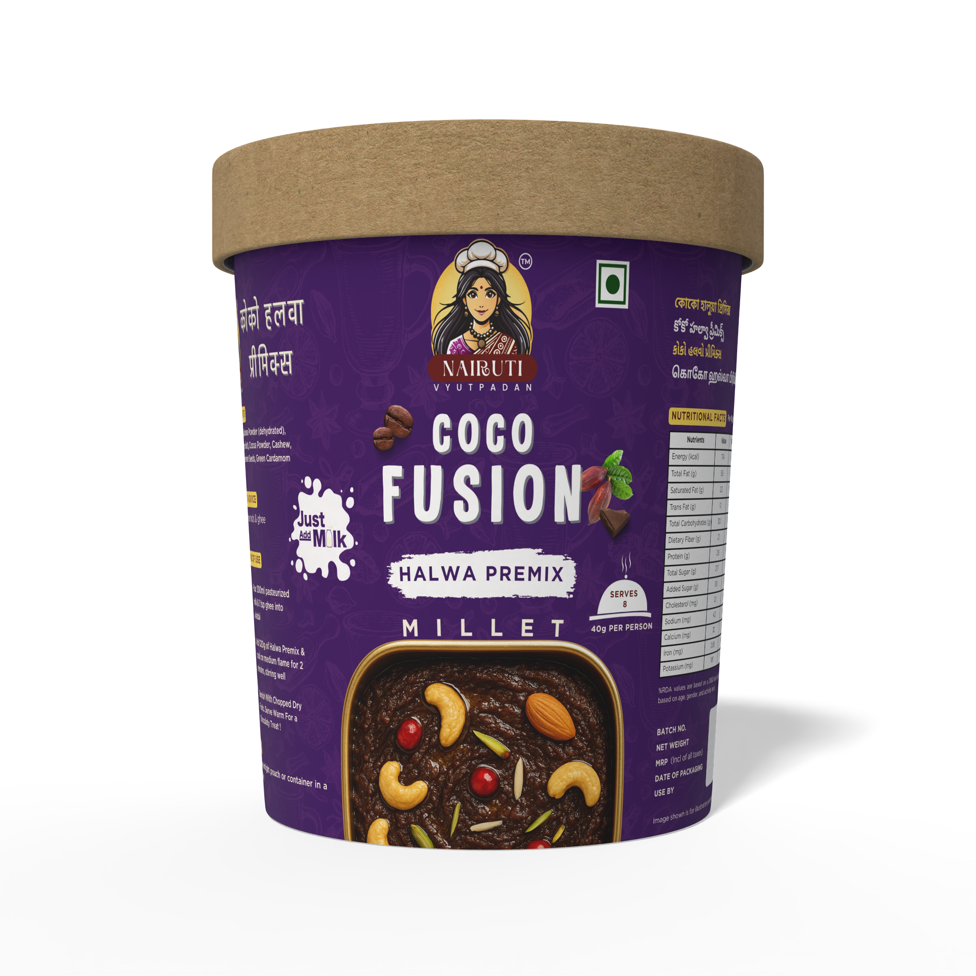 Coco Fusion Halwa Premix with Millet | Instant Chocolate Dessert Mix