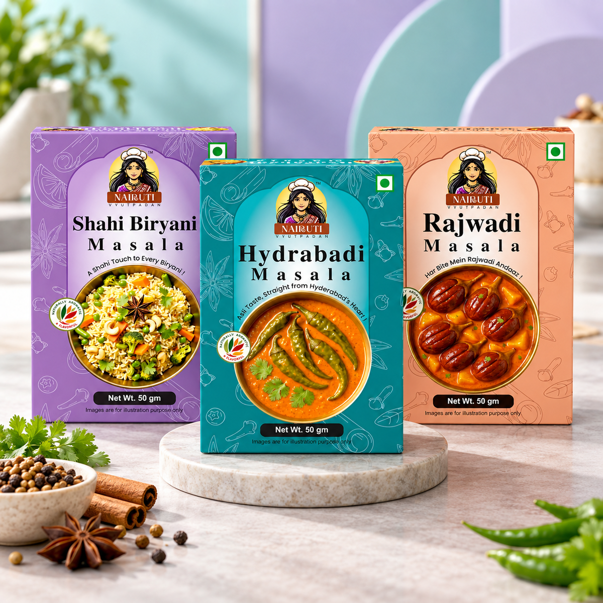 Nairuti Royal Feast Box: Shahi Biryani, Hyderabadi and Rajwadi masalas